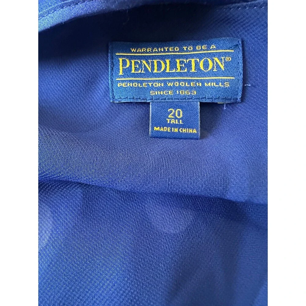 Pendleton Silk Blend Drop Waist V-Neck Dress Polka Dot Blue White Size 20 Tall - Picture 12 of 16